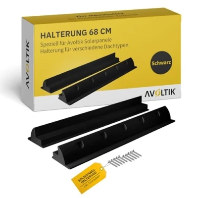 Abbildung von Avoltik Solarpanel Halterung spoiler geeignet für Wohnmobil, Boot, Flachdach, Wohnwagen I wetterbeständig aus ABS Kunststoff in schwarz 68cm Solarpanelhalterung Solar inkl. Schrauben