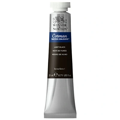 Abbildung von Winsor &amp; Newton 0308337 Cotman Aquarellfarbe mit ausgezeichneter Transparenz, Farbkraft und Verarbeitungseigenschaften, Wasserfarbe 21ml Tube Lampenschwarz