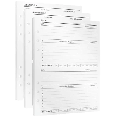 Abbildung von KOMPASS® Zielsetzung 7 DIN A5 Einlagen für Ringbuchplaner Langfristige Ziele erreichen Kalender Jahresplaner 2025 Terminplaner &amp; Ringbuch To Do Planer Bullet Journal
