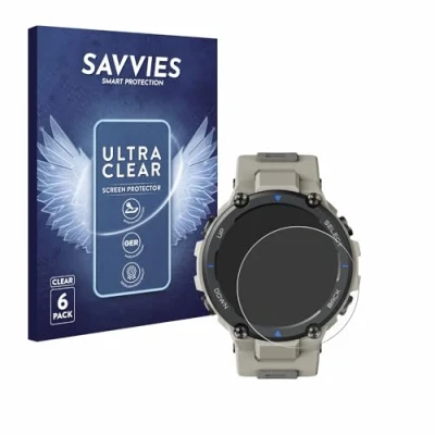 Abbildung von Savvies 6 Stück Schutzfolie für Huami Amazfit T Rex Pro Displayschutz Folie Ultra Transparent