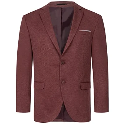 Abbildung von Indumentum Herren Sakko Blazer Sportlich Jacke Jackett Slim Fit Herrensakko Übergangsjacke Herrenblazer Anzugjacke IJS 102 Weinrot L
