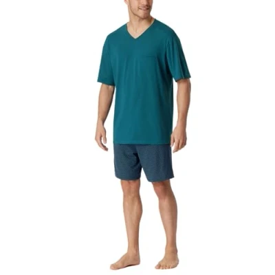 Abbildung von Schiesser Vausschnitt Nachtwäsche Set, Herren, Größe: 50, Jeansblau