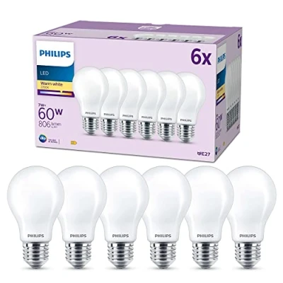 Abbildung von Philips Classic LED E27 Lampe, 60W, matt, warmweiß, nicht dimmbar, 6er Pack