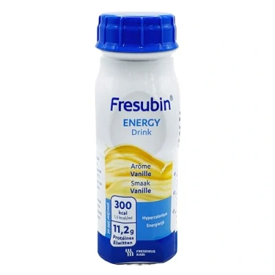 Abbildung von Fresubin Energy Drink Vanille Hochkalorische Trinknahrung von Fresenius Kabi, 300 kcal pro Flasche, glutenfrei, laktosearm, ohne Ballaststoffe (200 ml (1 Flasche), Vanille)