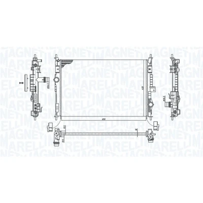 Abbildung von MAGNETI MARELLI 350213199600 Kühler, Motorkühlung 650 408 16 Kühlrippen gelötet PEUGEOT: 308 SW 2, II Schrägheck, CITROËN: C4 Picasso 2