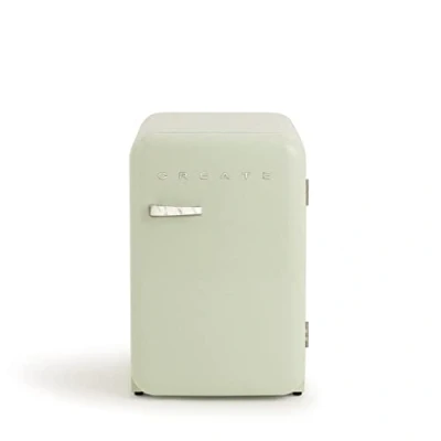 Abbildung von CREATE / RETRO FRIDGE 83.5 MARBLE/Kühlschrank in Pastellgrün, Griff Marmor 98W, niedriger Verbrauch, 2 Ablagen, Temperaturregler, Flaschenhalter, 56x54x84cm