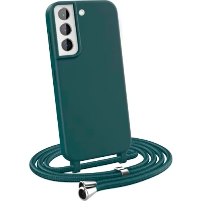 Abbildung von MyGadget Handykette für Samsung Galaxy S21 FE [ Hülle mit verstellbaren Band ] TPU Handyhülle Handyband zum Umhängen Kordel Schnur Case Schutzhülle Dunkelgrün