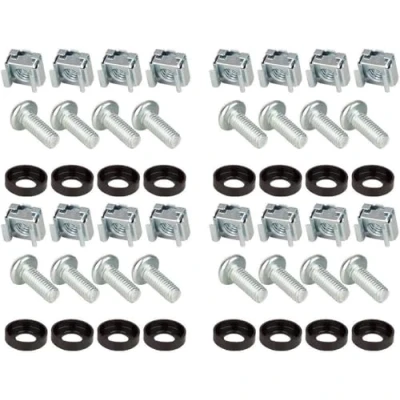 Abbildung von 16 x Montageschrauben Rackschrauben M6 Käfigmutter Käfigmutternset Montagesatz 10&quot; &amp; 19&quot; Schränke Netzwerk Schrauben Rack Käfigmuttern (Rackbebestigung, 4 VPE)