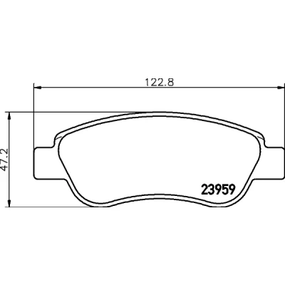 Abbildung von HELLA 8DB 355 012 141 Bremsbelagsatz nicht für Verschleißwarnanzeiger vorbereitet mit Bremssattelschrauben Zubehör TOYOTA: Aygo, CITROËN: C1 I