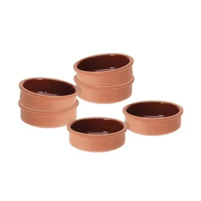 Abbildung von Tapas Schalen aus Ton 250 ml 6er Set Feuerfeste Auflaufform innen glasiert Traditionelle Tonschale Dessert Dip Snack Schälchen Tapasschale ofenfest und spülmaschinengeeignet