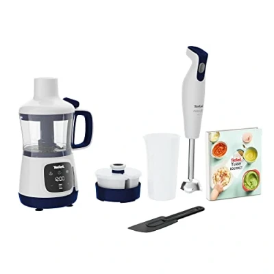 Abbildung von Tefal Stabmixer &quot;HB55W4 Yummy Gourmet Babynahrungszubereiter&quot;, 600 W, inkl. Stabmixer, Spatel, Messbecher, Keramikvorratsbehälter,Rezeptbuch