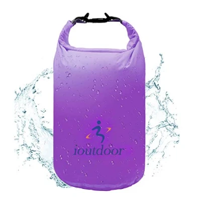 Abbildung von iOutdoor Wasserdichter Trockentasche, ultraleicht, 10 l, hält die Ausrüstung trocken sauber, für Kajakfahren, Wandern, Schwimmen, Camping, Segeln, Bootfahren, Angeln (Lila)