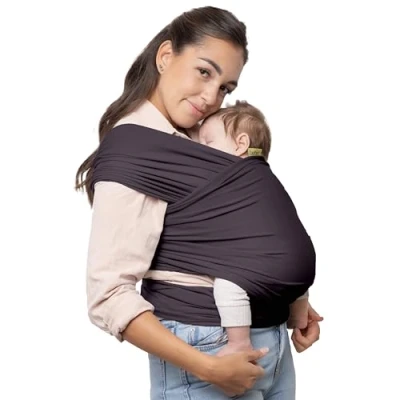 Abbildung von Boba Baby Tragetuch Neugeborene Elastisches Babytragetuch und Stilltuch für Unterwegs Einfach zu binden Babytrage ab Geburt bis 16kg (Serenity Charcoal)