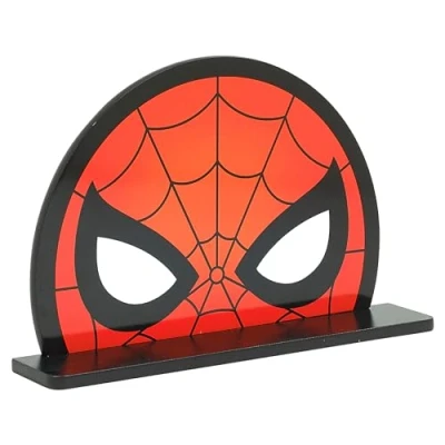 Abbildung von Marvel Spider Man Masken Wandregal, klein, wandmontiertes Bücher und Aufbewahrungsregal für Kinder, Schweberegal aus Holz Schlaf Spielzimmer