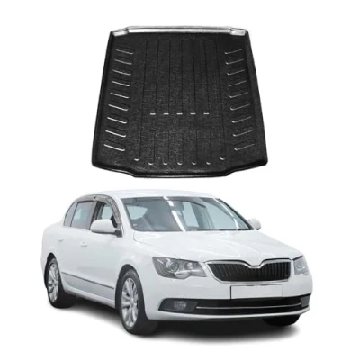 Abbildung von OMAC Kofferraumwanne Laderaumwanne kompatibel mit Skoda Superb 2013 2024 Gummi TPE Schwarz