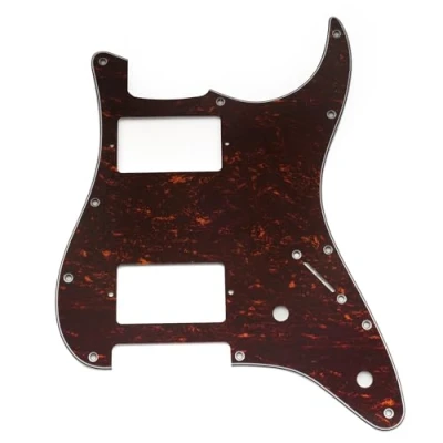 Abbildung von Musiclily Pro 11 Löcher ST Schlagbrett HH Gitarren Pickguard mit 2 Bedeckter Humbucker Potis Aussparungen für Fender Squier Strat Style E Gitarre, 4 lagig Red Tortoise