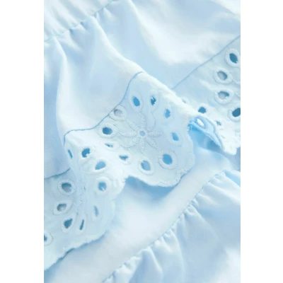 Abbildung von Next Regular FIT Broidery Detail Tiered Maxikleid, Damen, Größe: 38, Sky blue