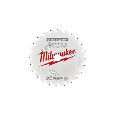 Abbildung von Milwaukee Kreissägeblatt 165mm W165X20X2.2X24 für Holz, 24 tpi, 2.2mm Schnittbreite, ATB
