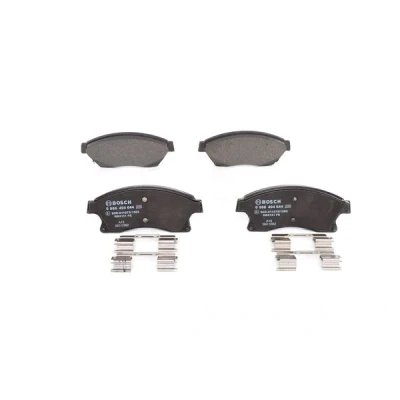 Abbildung von BOSCH 0 986 494 644 Bremsbelagsatz Low Metallic mit akustischer Verschleißwarnung Anti Quietsch Blech, Montageanleitung
