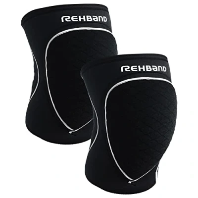 Abbildung von Rehband Knieschützer für Volleyball, Handball &amp; Hallensport, Neopren Knieschoner komfortabel enganliegend, Sport Knieprotektor Damen Herren, Farbe:Schwarz 1 Paar, Größe:M
