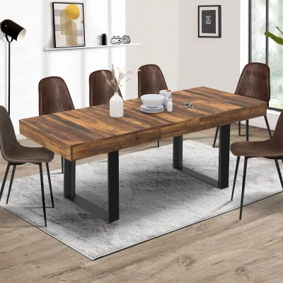 Abbildung von IDMarket Esstisch, ausziehbar, rechteckig, Phoenix, Tischplatte Hawkins, 6 10 Personen, dunkles Holz, 160 200 cm