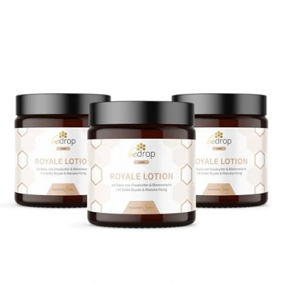 Abbildung von bedrop Royale Lotion 100g Bodylotion mit Gelée Royale, Sheabutter, Akazienhonig &amp; Propolis, wirkt feuchtigkeitsspendend reizlindernd für eine gepflegte Haut (3x zum Sparpreis)