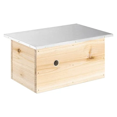 Abbildung von Navaris Tier Beschäftigungsspielzeug Hummelhaus aus Holz und Metall Nistkasten für Hummeln,