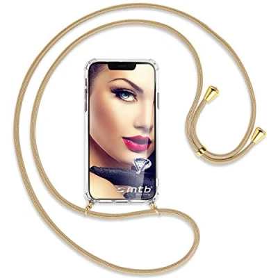 Abbildung von mtb more energy® Handykette kompatibel mit Google Pixel 8A Caramel/Goldfarbene Ösen Smartphone Hülle zum Umhängen Anti Shock Full TPU Case