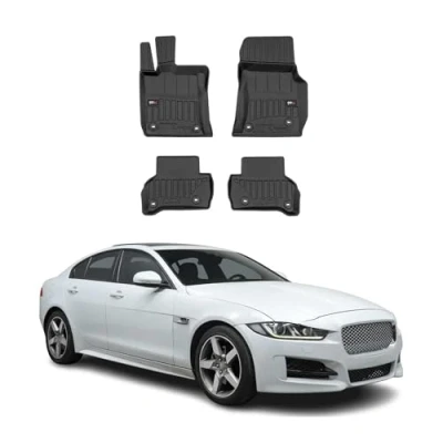Abbildung von Fußmatten Gummimatten kompatibel mit Jaguar XE 2015 2023 OMAC Premium 3D Schwarz TPE Gummi