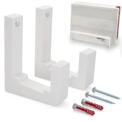 Abbildung von Wandhalterung für FritzBox 6690 Cable 6590 6591 AVM Kabel Zwei Stück inkl. Befestigungsmaterial