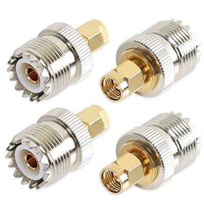 Abbildung von TengKo UHF Buchse auf SMA Stecker Adapter HF Coax SO239 (PL259) Handantenne PL 259 Konverter Zwei Wege Radio RF Antennenadapter (4 Pack)