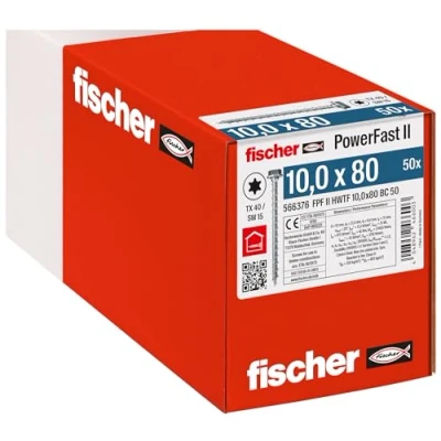 Abbildung von Fischer PowerFast II 566376 Sechskant Holzschraube 10 mm 80 Innenvielzahn Stahl verzinkt 50 Stk