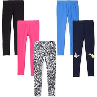 Abbildung von Amazon Essentials Mädchen Leggings, 5er Pack, Blau/Marineblau/Rosa/Schwarz/Weiß Herzen, 3 Jahre