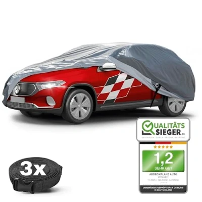 Abbildung von Walser Premium Abdeckplane Auto All Weather Plus Qualitätssieger Sehr Gut*, wasserdicht, Abdeckplane, Autoplane UV beständig, Autoabdeckung Outdoor, Autogarage Abdeckung SUV M grau