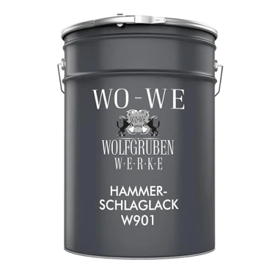 Abbildung von WO WE Hammerschlaglack Hammerschlag Effektlack Metallschutzlack Anthrazit Grau 5L