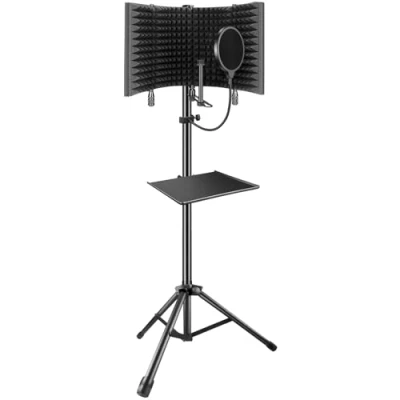 Abbildung von aokeo Mikrofon Isolation Schallschutz, Pop Filter schallabsorbierend Mikrofonisolationsschirm Einstellbar Mic Schild,Gesang Aufnahme Panel,Windschutzscheibe(AO 504 mit Halterung)