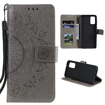 Abbildung von CoverKingz Handytasche kompatibel mit Samsung Galaxy A72 Handy Case Kartenfach Handyhülle Flipcase klappbar Motiv Mandala Grau