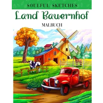 Abbildung von Land Bauernhof: Malbuch für Erwachsene mit Landschaften vom Land, Tieren und Holzhäusern, Zeichenblättern zum Ausmalen von entspannenden Landschaften, bietet Entspannung Stressbewältigung