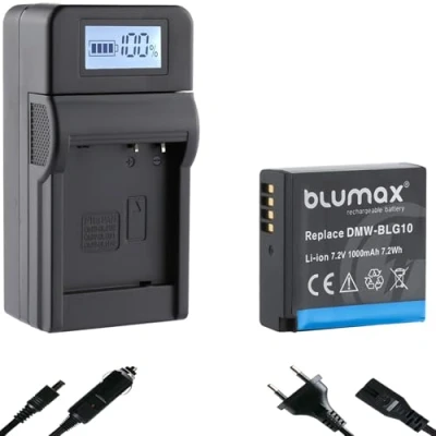 Abbildung von blumax Akku Ersatz für Panasonic DMW BLG10 / BLG10E [ 1025mAh ] + Speed Charger BLE9 E BP DC15 Lumix DMC GF6 GX7 III DC TZ202 G110
