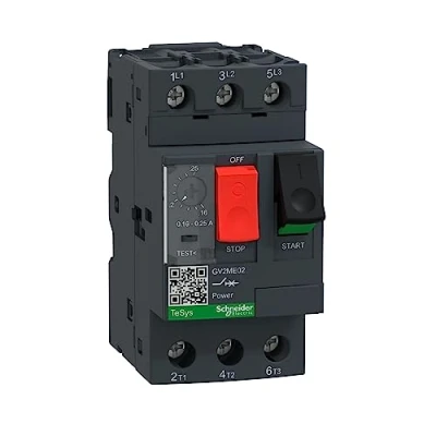 Abbildung von Schneider Electric GV2ME02 GV2ME Motorschutzschalter, 3p, 0,16 0,25A, Tasterbetätigung, Schraubanschluss, Schwarz