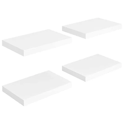 Abbildung von vidaXL 4X Wandregal Schwebend Hängeregal Wandboard Bücherregal Regalbrett Schweberegal CD DVD Regal Dekoregal Weiß 40x23x3,8cm MDF