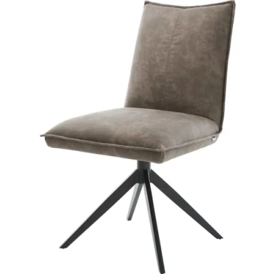 Abbildung von Drehstuhl Lelio Flex Mikrofaser Taupe Vintage Kreuzgestell breit Schwarz 360 drehbar Wippfunktion Taschenfederkern