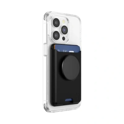 Abbildung von PopSockets: PopWallet für MagSafe Ohne Griff Inklusive Adapterring Schlanker, repositionierbarer Kartenhalter Smartphones und Hüllen SoftGoods Black