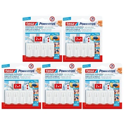 Abbildung von tesa Klebehaken POWERSTRIPS® Vario Gardinenhaken Weiß Inhalt: 4 St., (POWERSTRIPS)