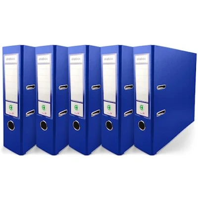 Abbildung von Netuno 5x Akten Ordner blau din a4 2 Ring Mechanik Ringorder 8cm Kunststoff breit Büroordner Plastikordner Briefordner Ringmappe breiter Aktenordner 5er pack
