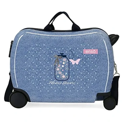 Abbildung von Enso We Love Flowers Kinderkoffer, Blau, 50 x 38 20 cm, Hartplastik, seitlicher Kombinationsverschluss, 34 l, 1,8 kg, 4 Räder