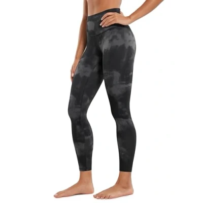 Abbildung von CRZ Yoga Butterluxe Damen High Waist Sport Leggings Blickdicht Leggins Sporthose Workout Gym Yogahose 64cm Grau Tie Dye Blumen 36