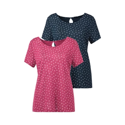 Abbildung von Lascana Tshirt print, Damen, Größe: 32/34, Beere gemustert navy
