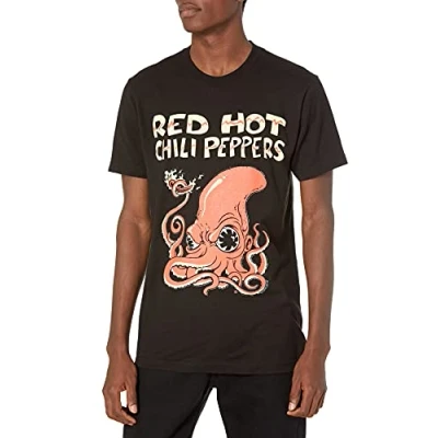 Abbildung von Red Hot Chili Peppers Herren Offizielles Fire Squid T Shirt, schwarz, Groß