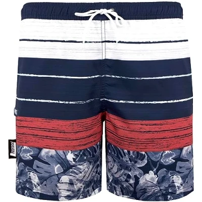 Abbildung von Luvanni Badehose für Herren Schnelltrocknende Badeshorts 868 mit Kordelzug Beachshorts Boardshorts Schwimmhose Männer Muster Streifen gestreift Blätter Jungle Blatt Blumen Tropisch XL